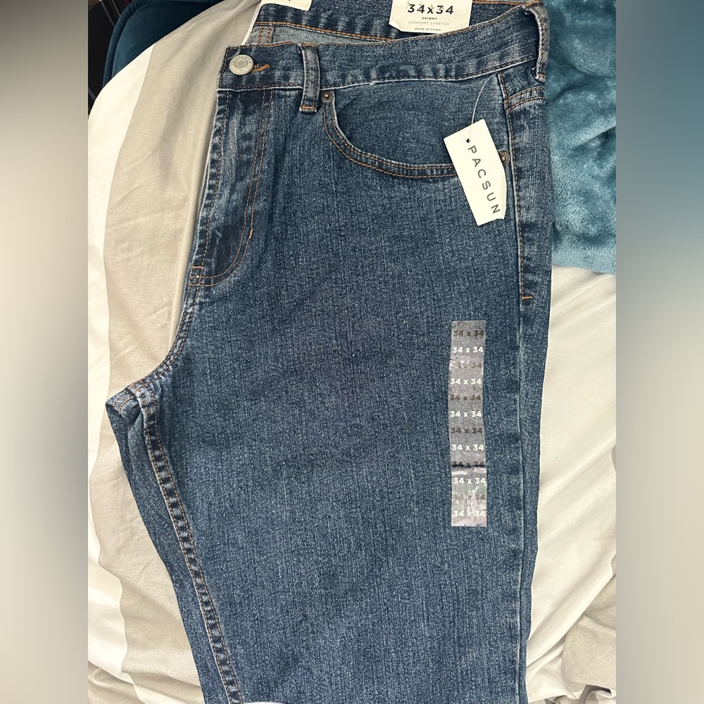 NEW With Tags PacSun medium indigo Skinny comfort stretch Jeans Size 34 X 34